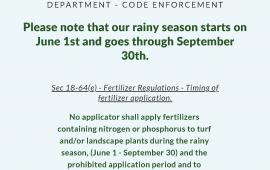 Fertilizer Regulations--Rainy Season